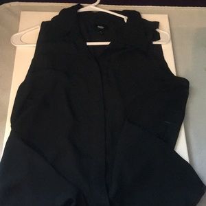 Long black silk tank top